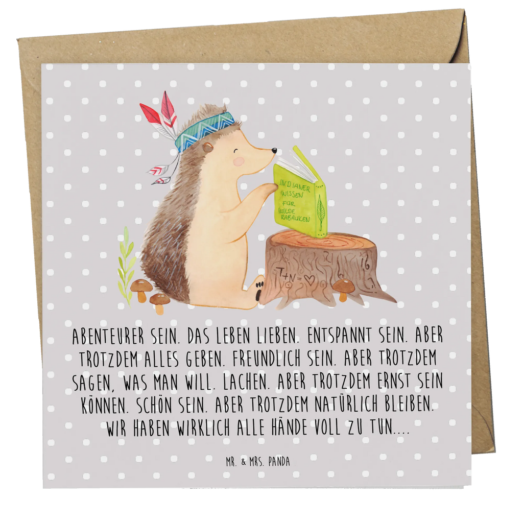 Deluxe Karte Igel Federschmuck Grußkarte, Klappkarte, doppelkarte, anlasskarte, faltkarte, Glückwunschkarte, Waldtiere, Tiere, Camping, Igel, Abenteuer, Indianer, Lagerfeuer