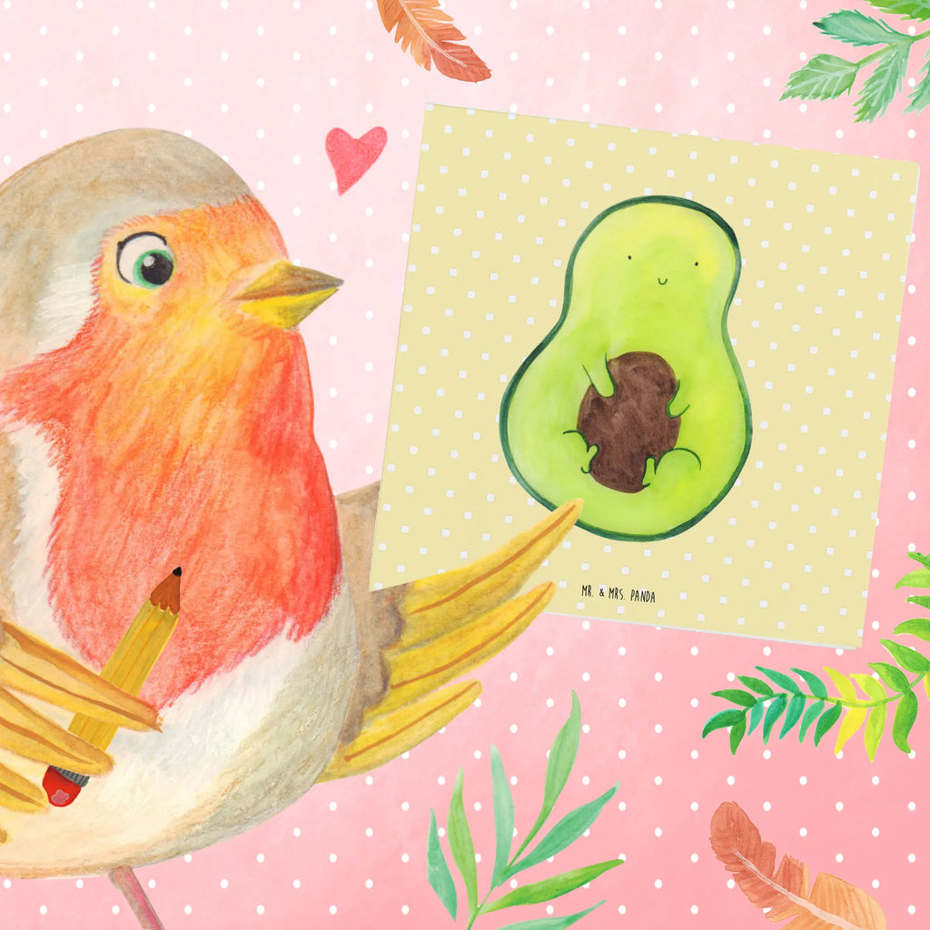 Deluxe Karte Avocado Kern Grußkarte, faltkarte, doppelkarte, Klappkarte, anlasskarte, Glückwunschkarte, Veggie, Vegan, Gesund, Avocado, Avocadokern, Pflanze, Spruch Leben, Avokado, Kern