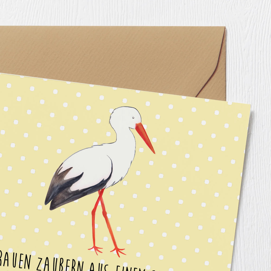 Deluxe Karte Storch Glückwunschkarte, Geburtstagskarte, Einladungskarte, Karte, Hochzeitskarte, Grußkarte, Hochwertige Grußkarte, Klappkarte, Hochwertige Klappkarte, Tiermotive, Gute Laune, lustige Sprüche, Tiere, Mutter, Mutter werden, Geburt, Storch, Mütter, Störche, Babybauch, Schwanger, Schwangerschaft, Baby