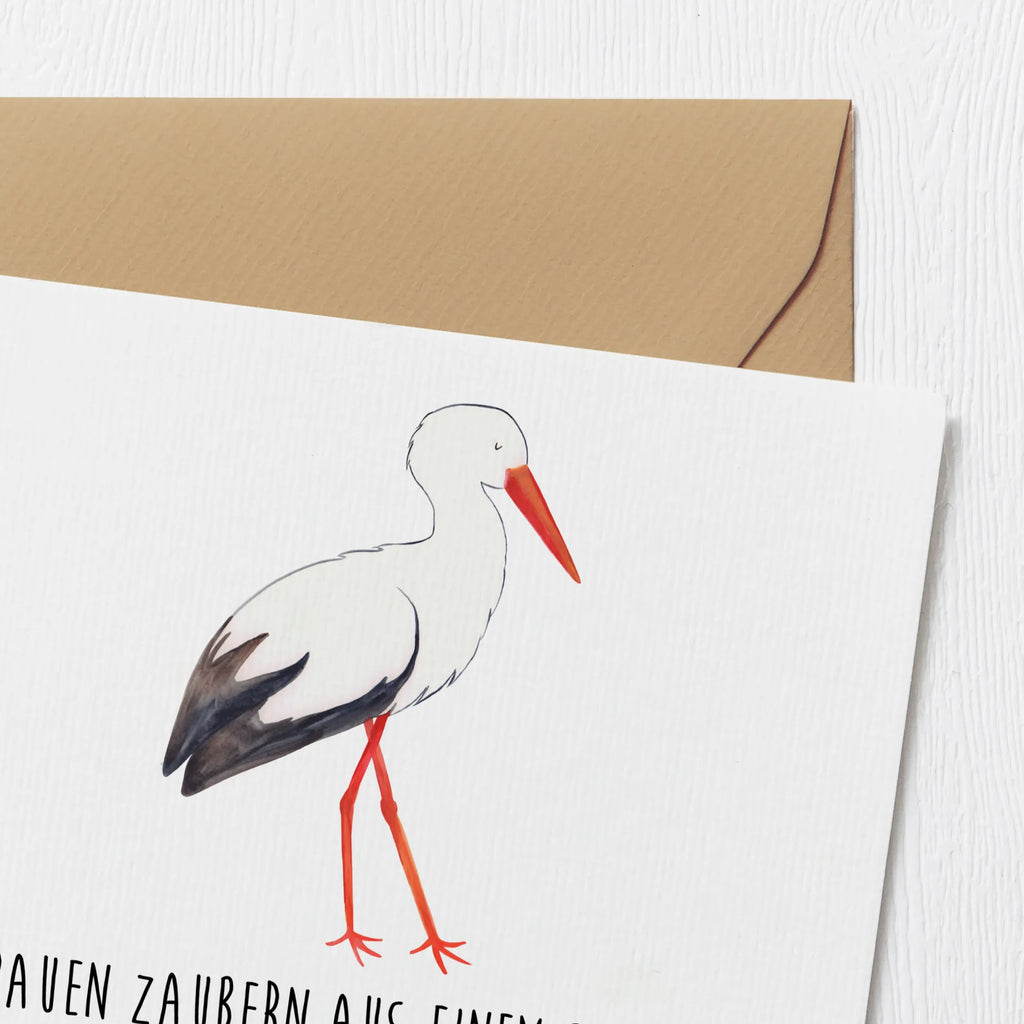 Deluxe Karte Storch Glückwunschkarte, Geburtstagskarte, Einladungskarte, Karte, Hochzeitskarte, Grußkarte, Hochwertige Grußkarte, Klappkarte, Hochwertige Klappkarte, Tiermotive, Gute Laune, lustige Sprüche, Tiere, Mutter, Mutter werden, Geburt, Storch, Mütter, Störche, Babybauch, Schwanger, Schwangerschaft, Baby