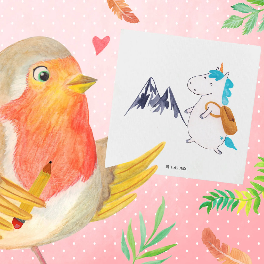 Deluxe Karte Einhorn Bergsteiger Glückwunschkarte, Hochwertige Grußkarte, Hochwertige Klappkarte, Klappkarte, Karte, Einladungskarte, Geburtstagskarte, Grußkarte, Hochzeitskarte, Einhorn, Einhörner, Einhorn Deko, Unicorn, Entdecker, Urlaub, Weltenbummler, Berge, Bergsteiger, Reisen, Abenteuer, Weltreise, Abenteurer