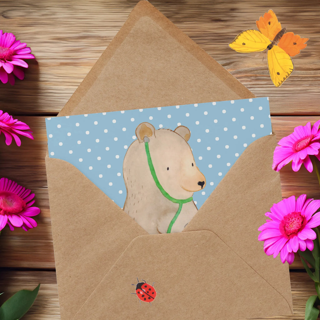 Deluxe Karte Bär Arzt Geburtstagskarte, Hochwertige Klappkarte, Hochzeitskarte, Hochwertige Grußkarte, Karte, Glückwunschkarte, Einladungskarte, Klappkarte, Grußkarte, Bär, Teddy, Teddybär, Doktor, Ärztin, Doktorin, Professor, Professorin, Arzt