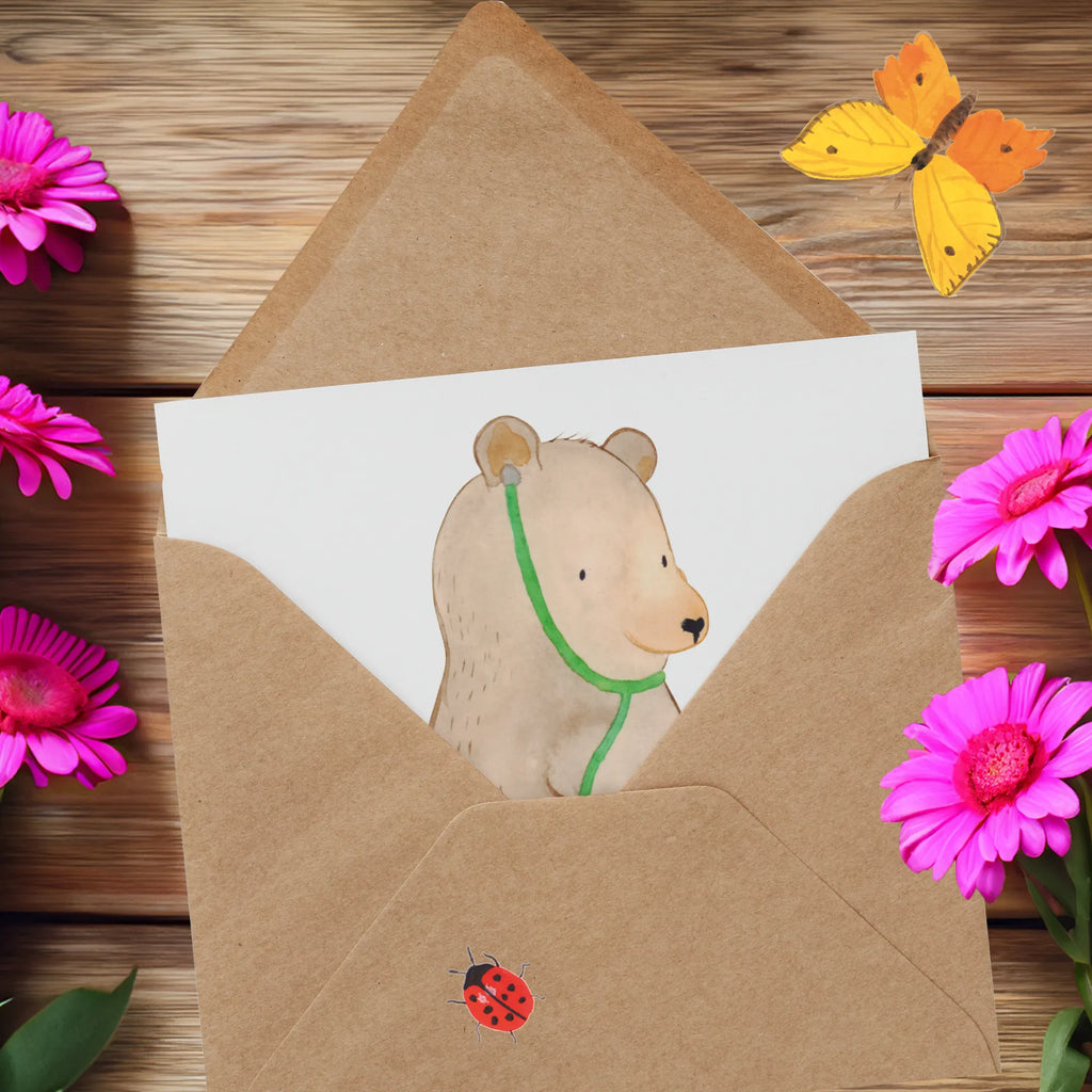 Deluxe Karte Bär Arzt Geburtstagskarte, Hochwertige Klappkarte, Hochzeitskarte, Hochwertige Grußkarte, Karte, Glückwunschkarte, Einladungskarte, Klappkarte, Grußkarte, Bär, Teddy, Teddybär, Doktor, Ärztin, Doktorin, Professor, Professorin, Arzt