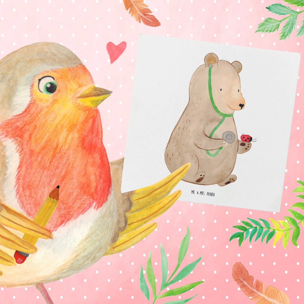 Deluxe Karte Bär Arzt Geburtstagskarte, Hochwertige Klappkarte, Hochzeitskarte, Hochwertige Grußkarte, Karte, Glückwunschkarte, Einladungskarte, Klappkarte, Grußkarte, Bär, Teddy, Teddybär, Doktor, Ärztin, Doktorin, Professor, Professorin, Arzt