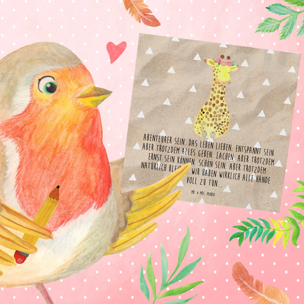 Deluxe Karte Giraffe Blumenkranz Glückwunschkarte, Karte, Grußkarte, Hochzeitskarte, Hochwertige Grußkarte, Hochwertige Klappkarte, Geburtstagskarte, Einladungskarte, Klappkarte, Afrika, Wildtiere, Selbstliebe, Giraffe, Abenteurer, Freundin, Blumenkranz