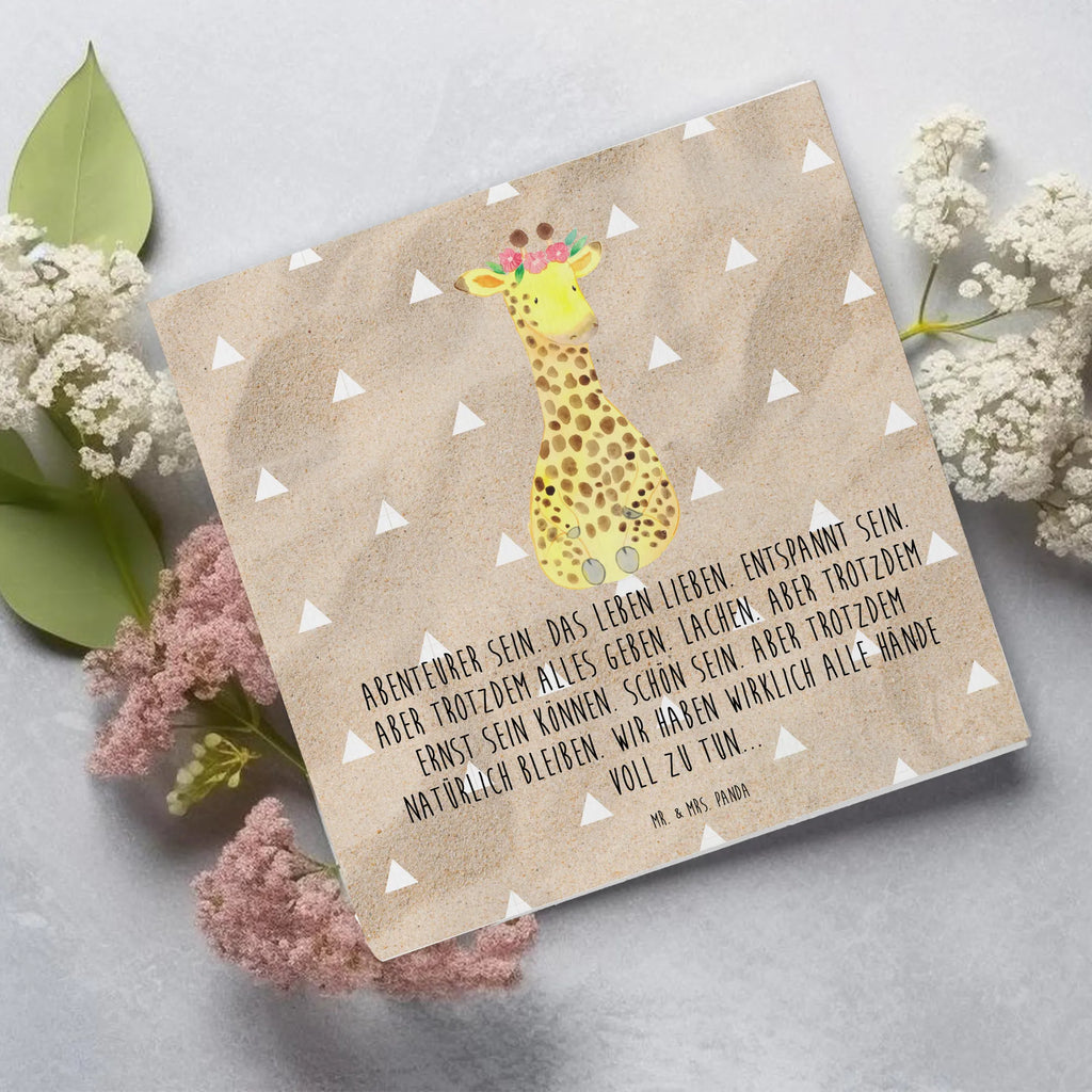 Deluxe Karte Giraffe Blumenkranz Glückwunschkarte, Karte, Grußkarte, Hochzeitskarte, Hochwertige Grußkarte, Hochwertige Klappkarte, Geburtstagskarte, Einladungskarte, Klappkarte, Afrika, Wildtiere, Selbstliebe, Giraffe, Abenteurer, Freundin, Blumenkranz