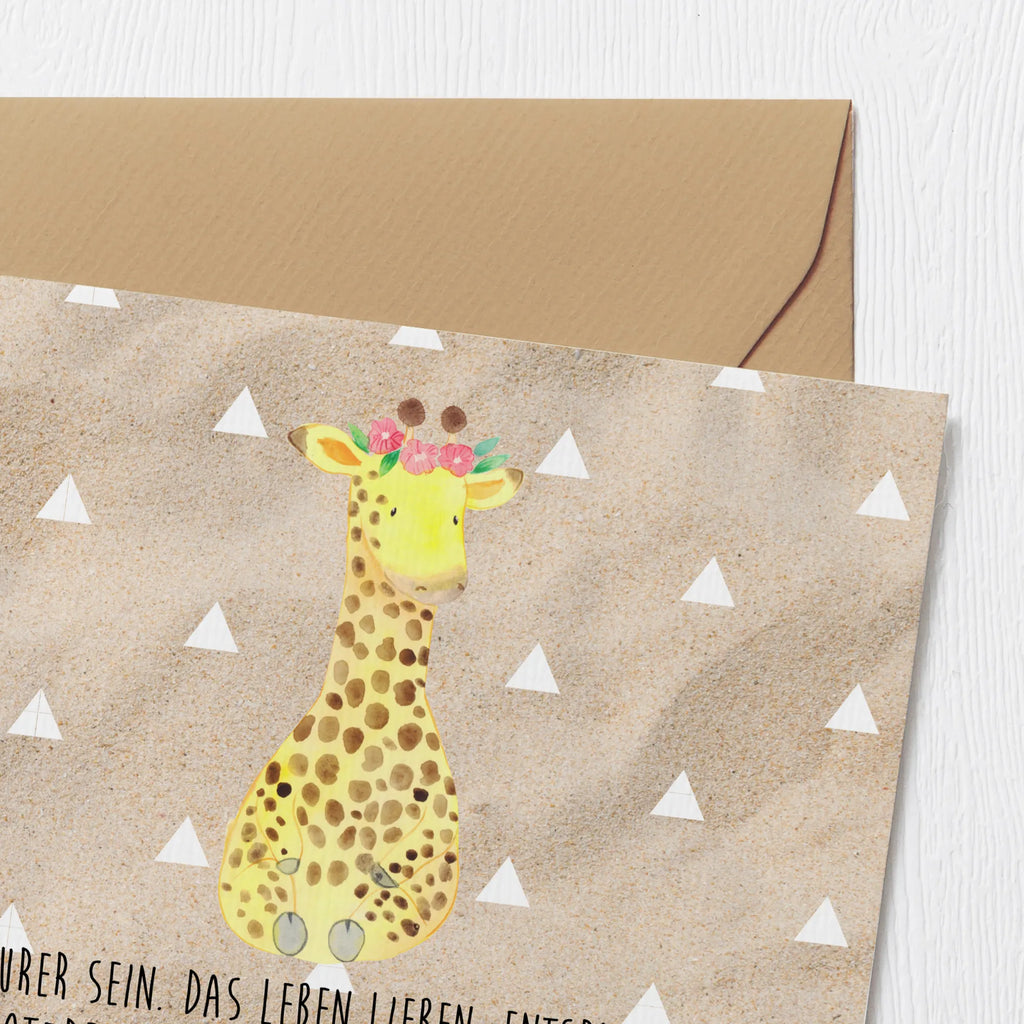 Deluxe Karte Giraffe Blumenkranz Glückwunschkarte, Karte, Grußkarte, Hochzeitskarte, Hochwertige Grußkarte, Hochwertige Klappkarte, Geburtstagskarte, Einladungskarte, Klappkarte, Afrika, Wildtiere, Selbstliebe, Giraffe, Abenteurer, Freundin, Blumenkranz