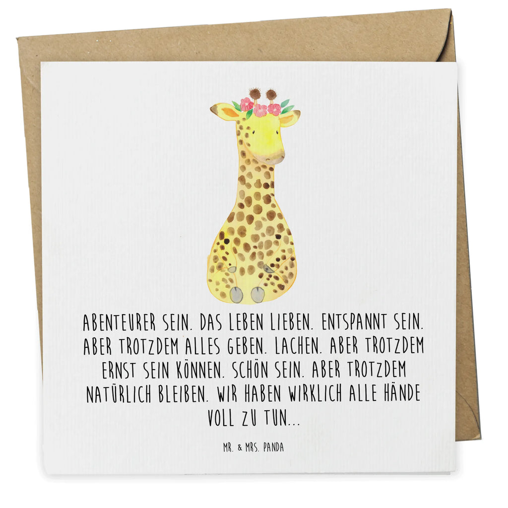 Deluxe Karte Giraffe Blumenkranz Glückwunschkarte, Karte, Grußkarte, Hochzeitskarte, Hochwertige Grußkarte, Hochwertige Klappkarte, Geburtstagskarte, Einladungskarte, Klappkarte, Afrika, Wildtiere, Selbstliebe, Giraffe, Abenteurer, Freundin, Blumenkranz