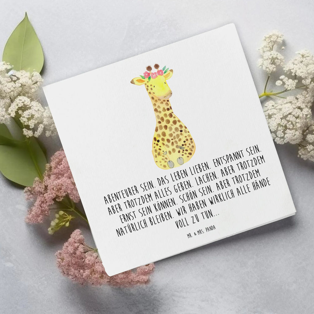 Deluxe Karte Giraffe Blumenkranz Glückwunschkarte, Karte, Grußkarte, Hochzeitskarte, Hochwertige Grußkarte, Hochwertige Klappkarte, Geburtstagskarte, Einladungskarte, Klappkarte, Afrika, Wildtiere, Selbstliebe, Giraffe, Abenteurer, Freundin, Blumenkranz