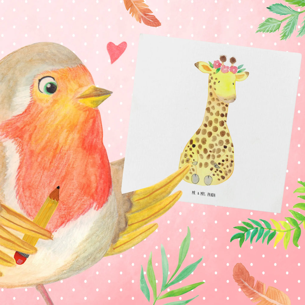 Deluxe Karte Giraffe Blumenkranz Glückwunschkarte, Karte, Grußkarte, Hochzeitskarte, Hochwertige Grußkarte, Hochwertige Klappkarte, Geburtstagskarte, Einladungskarte, Klappkarte, Afrika, Wildtiere, Selbstliebe, Giraffe, Abenteurer, Freundin, Blumenkranz