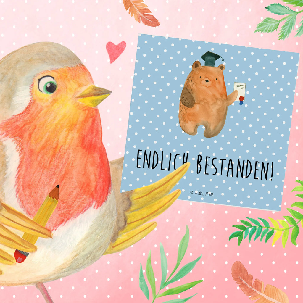 Deluxe Karte Bär Prüfung Grußkarte, Klappkarte, Hochwertige Klappkarte, Hochzeitskarte, Karte, Hochwertige Grußkarte, Einladungskarte, Geburtstagskarte, Glückwunschkarte, Bär, Teddy, Teddybär, Zeugnis, Abschlusszeugnis, Abitur, Prüfungen, Abschluss, Prüfung bestanden