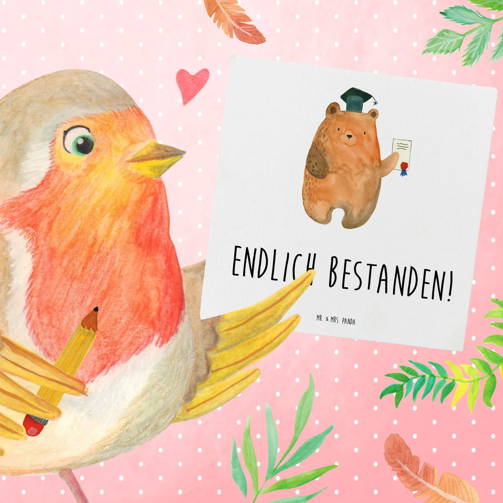 Deluxe Karte Bär Prüfung Grußkarte, Klappkarte, Hochwertige Klappkarte, Hochzeitskarte, Karte, Hochwertige Grußkarte, Einladungskarte, Geburtstagskarte, Glückwunschkarte, Bär, Teddy, Teddybär, Zeugnis, Abschlusszeugnis, Abitur, Prüfungen, Abschluss, Prüfung bestanden