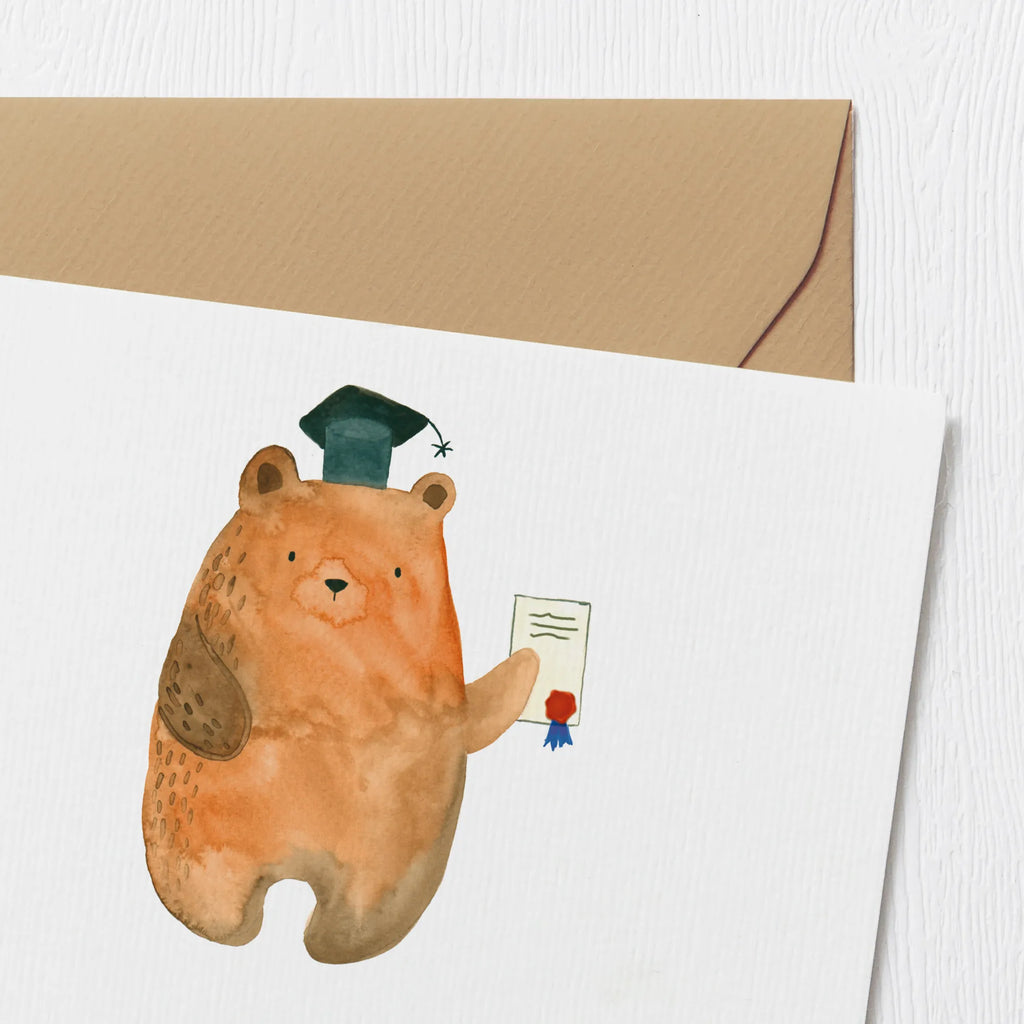 Deluxe Karte Bär Prüfung Grußkarte, Klappkarte, Hochwertige Klappkarte, Hochzeitskarte, Karte, Hochwertige Grußkarte, Einladungskarte, Geburtstagskarte, Glückwunschkarte, Bär, Teddy, Teddybär, Zeugnis, Abschlusszeugnis, Abitur, Prüfungen, Abschluss, Prüfung bestanden