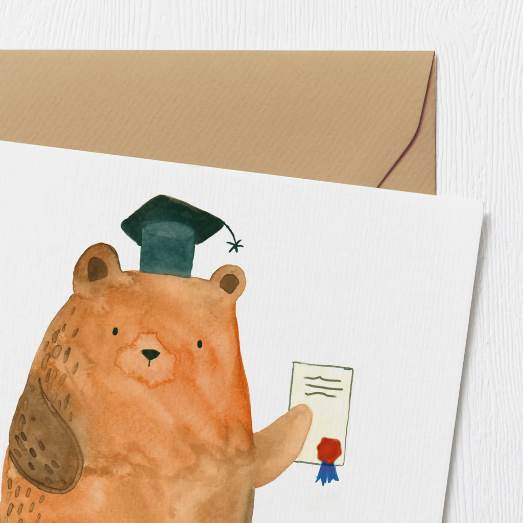 Deluxe Karte Bär Prüfung Grußkarte, Klappkarte, Hochwertige Klappkarte, Hochzeitskarte, Karte, Hochwertige Grußkarte, Einladungskarte, Geburtstagskarte, Glückwunschkarte, Bär, Teddy, Teddybär, Zeugnis, Abschlusszeugnis, Abitur, Prüfungen, Abschluss, Prüfung bestanden