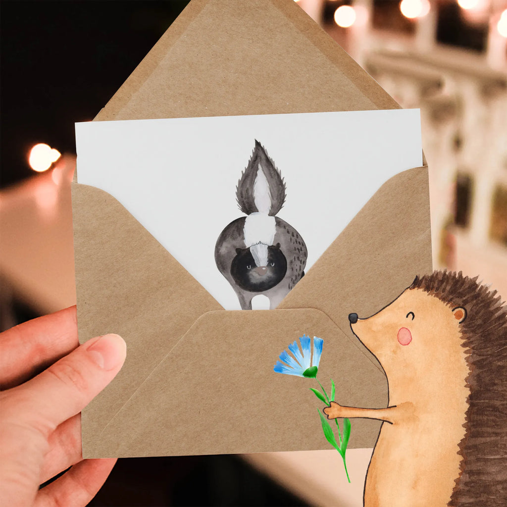 Deluxe Karte Stinktier Angriff Karte, Hochzeitskarte, Klappkarte, Grußkarte, Hochwertige Klappkarte, Geburtstagskarte, Einladungskarte, Hochwertige Grußkarte, Glückwunschkarte, Stinktier, Skunk, Stinki, Drohung, Stinker, Wildtier, wütend, Raubtier