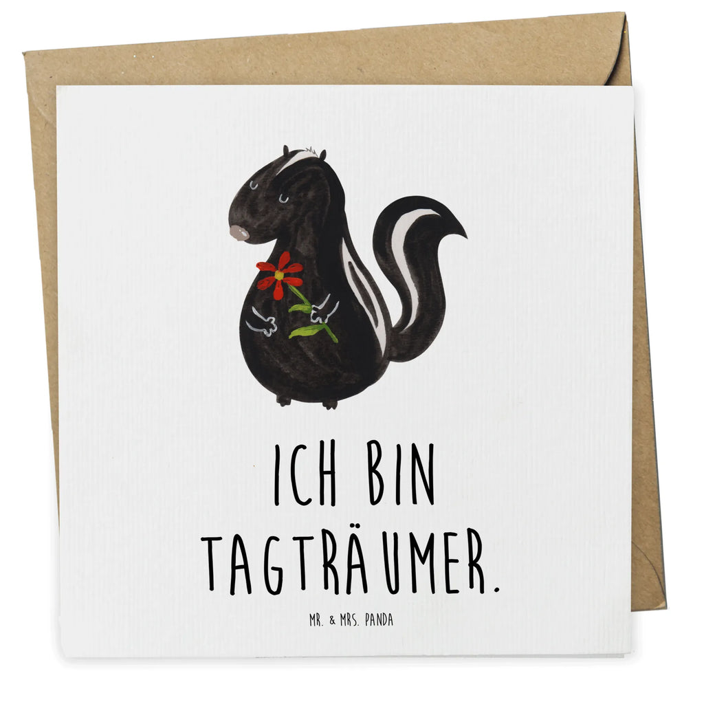 Deluxe Karte Stinktier Blume Glückwunschkarte, Grußkarte, Klappkarte, anlasskarte, faltkarte, doppelkarte, Stinktier, Skunk, Stinker, Tagträumer, Dreams, Wildtier, Träume, Stinki, Verträumt, Raubtier