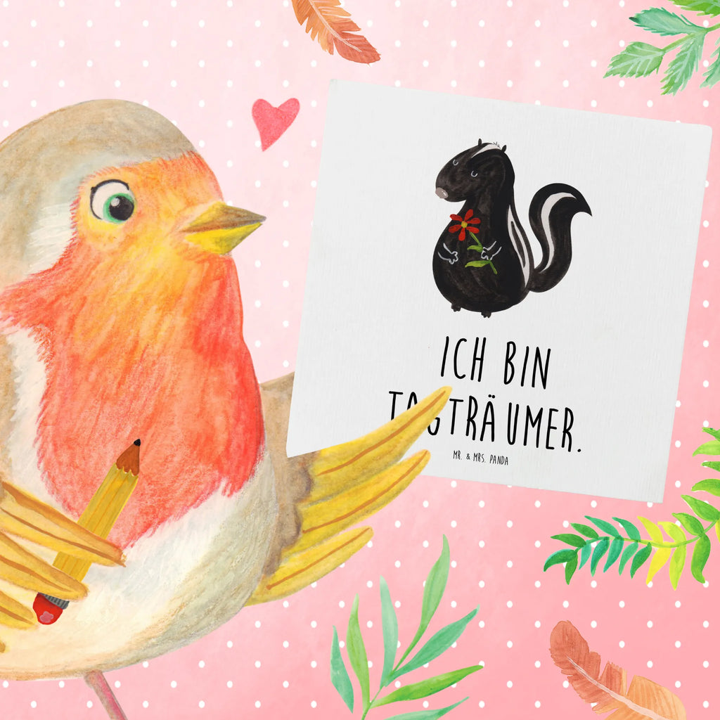 Deluxe Karte Stinktier Blume Glückwunschkarte, Grußkarte, Klappkarte, anlasskarte, faltkarte, doppelkarte, Stinktier, Skunk, Stinker, Tagträumer, Dreams, Wildtier, Träume, Stinki, Verträumt, Raubtier