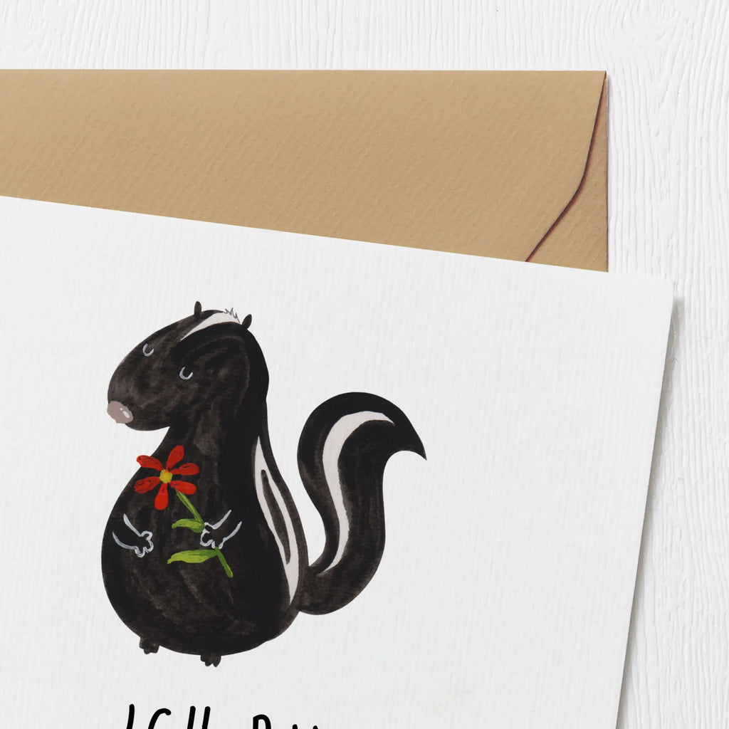 Deluxe Karte Stinktier Blume Glückwunschkarte, Grußkarte, Klappkarte, anlasskarte, faltkarte, doppelkarte, Stinktier, Skunk, Stinker, Tagträumer, Dreams, Wildtier, Träume, Stinki, Verträumt, Raubtier