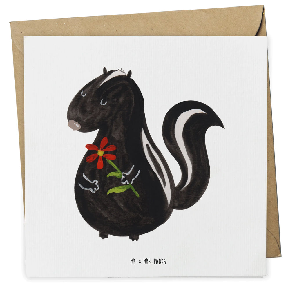 Deluxe Karte Stinktier Blume Glückwunschkarte, Grußkarte, Klappkarte, anlasskarte, faltkarte, doppelkarte, Stinktier, Skunk, Stinker, Tagträumer, Dreams, Wildtier, Träume, Stinki, Verträumt, Raubtier