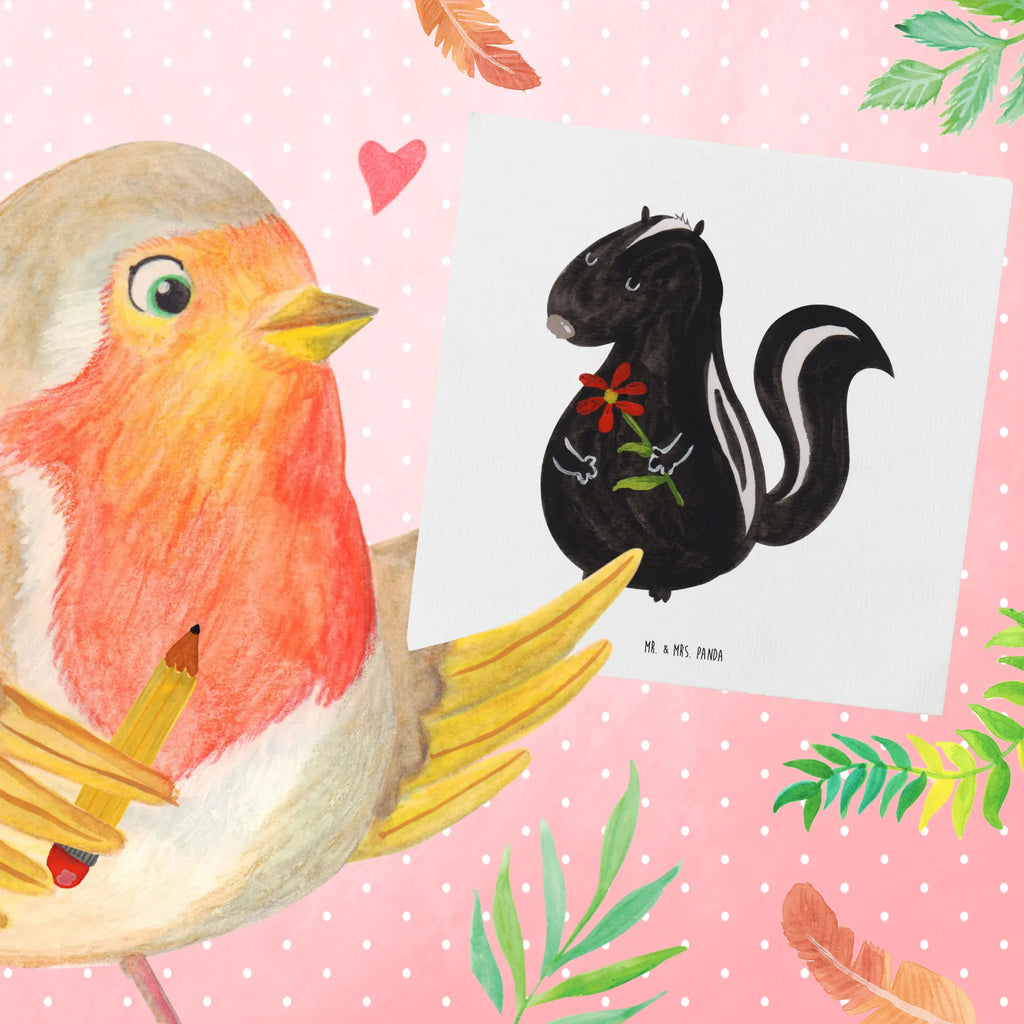 Deluxe Karte Stinktier Blume Glückwunschkarte, Grußkarte, Klappkarte, anlasskarte, faltkarte, doppelkarte, Stinktier, Skunk, Stinker, Tagträumer, Dreams, Wildtier, Träume, Stinki, Verträumt, Raubtier