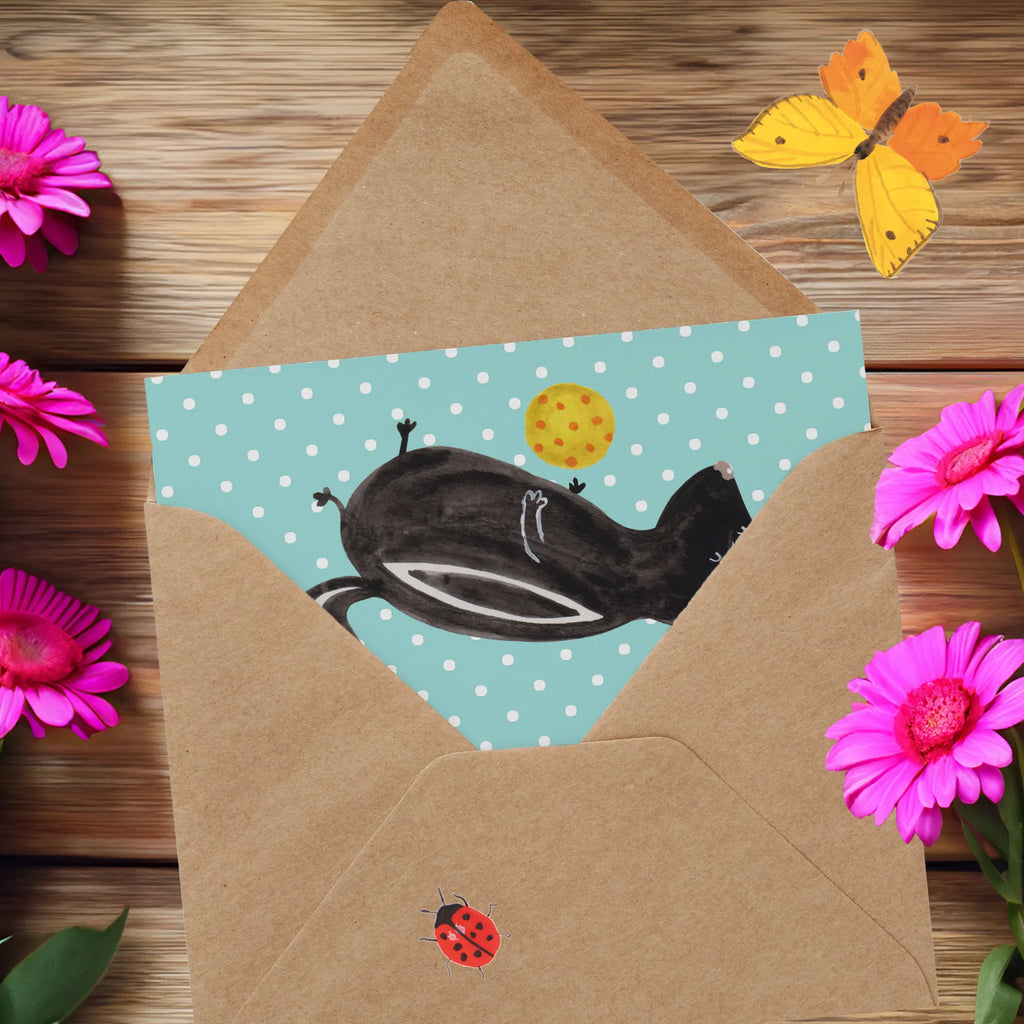 Deluxe Karte Stinktier Ball Glückwunschkarte, Klappkarte, Grußkarte, faltkarte, anlasskarte, doppelkarte, Stinktier, Skunk, Weisheit, Stinker, Wildtier, Stinki, Verspielt, Raubtier