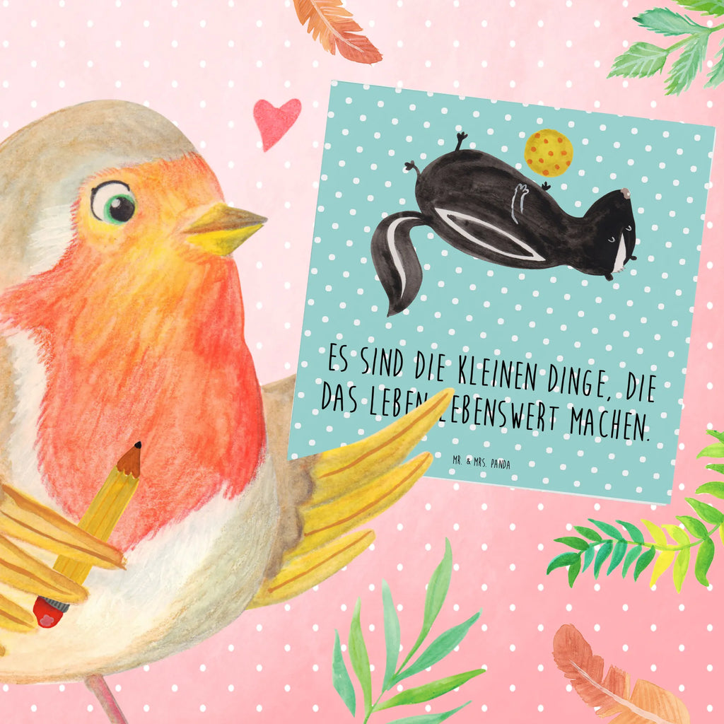 Deluxe Karte Stinktier Ball Glückwunschkarte, Klappkarte, Grußkarte, faltkarte, anlasskarte, doppelkarte, Stinktier, Skunk, Weisheit, Stinker, Wildtier, Stinki, Verspielt, Raubtier