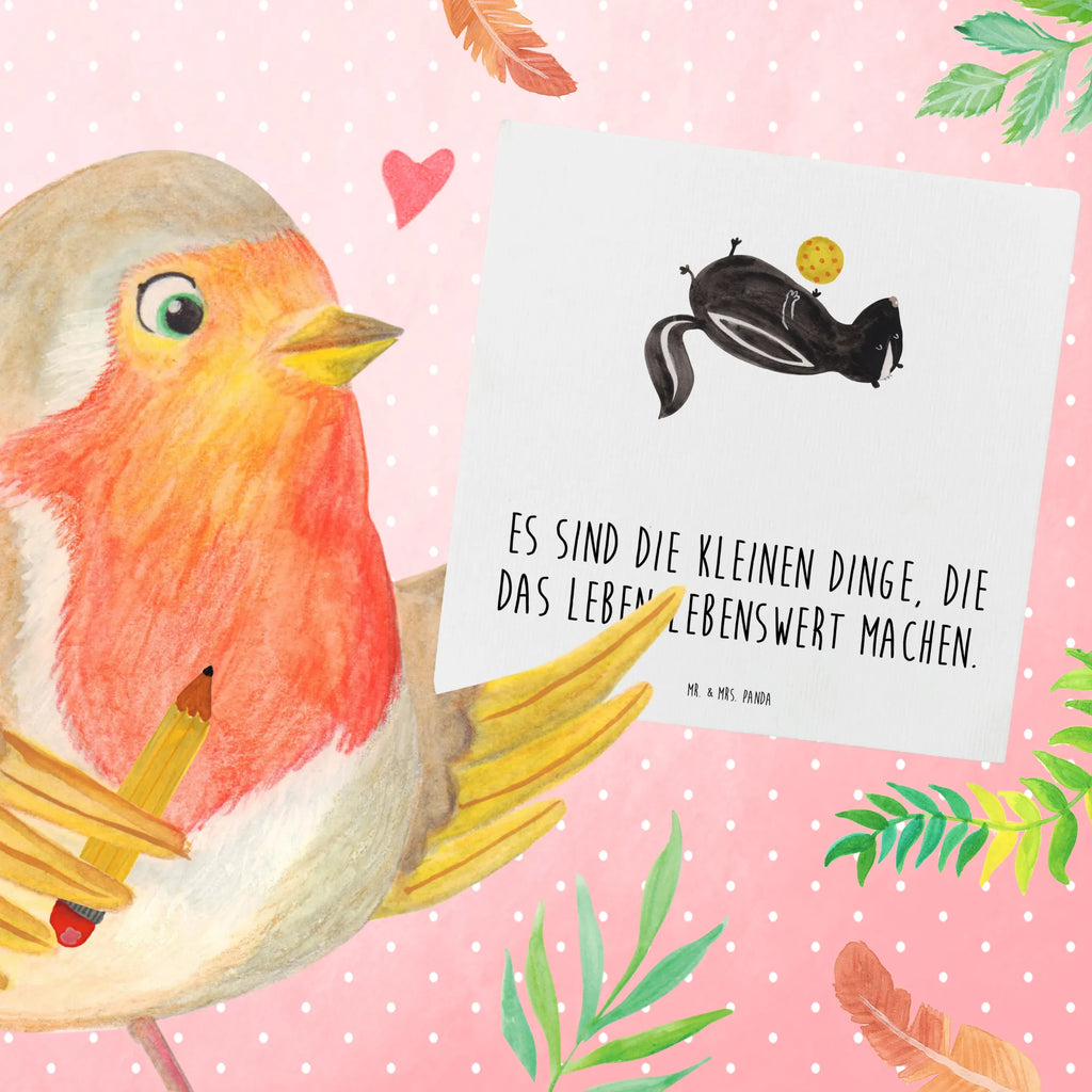 Deluxe Karte Stinktier Ball Glückwunschkarte, Klappkarte, Grußkarte, faltkarte, anlasskarte, doppelkarte, Stinktier, Skunk, Weisheit, Stinker, Wildtier, Stinki, Verspielt, Raubtier