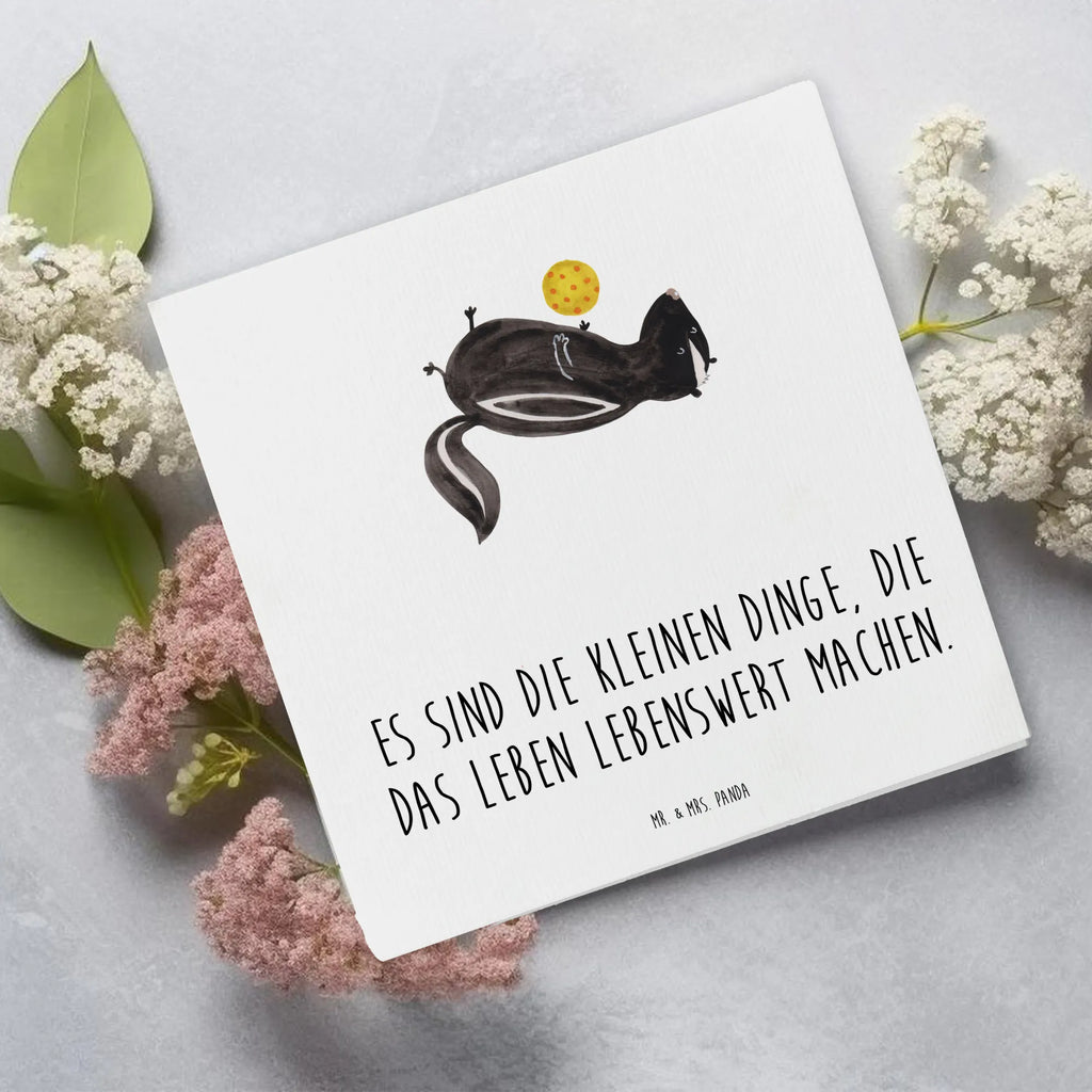 Deluxe Karte Stinktier Ball Glückwunschkarte, Klappkarte, Grußkarte, faltkarte, anlasskarte, doppelkarte, Stinktier, Skunk, Weisheit, Stinker, Wildtier, Stinki, Verspielt, Raubtier