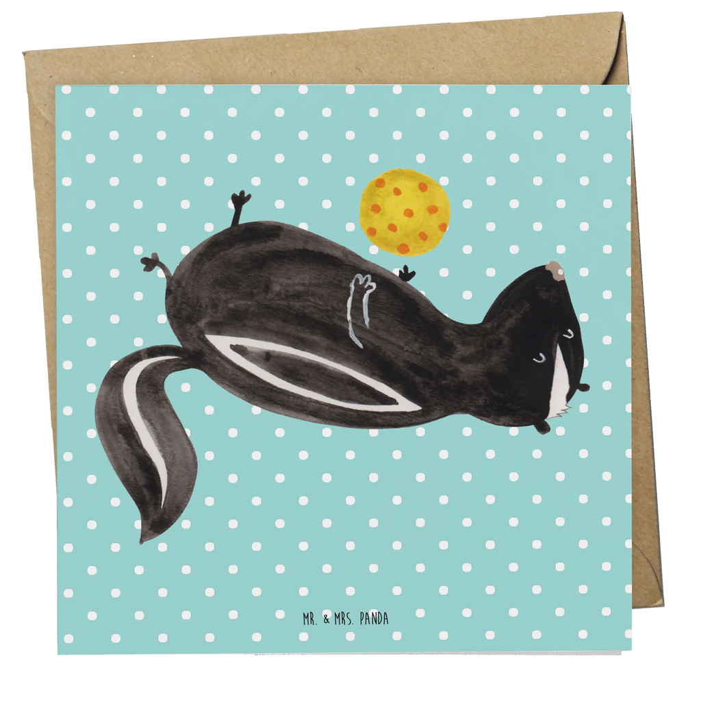 Deluxe Karte Stinktier Ball Glückwunschkarte, Klappkarte, Grußkarte, faltkarte, anlasskarte, doppelkarte, Stinktier, Skunk, Weisheit, Stinker, Wildtier, Stinki, Verspielt, Raubtier