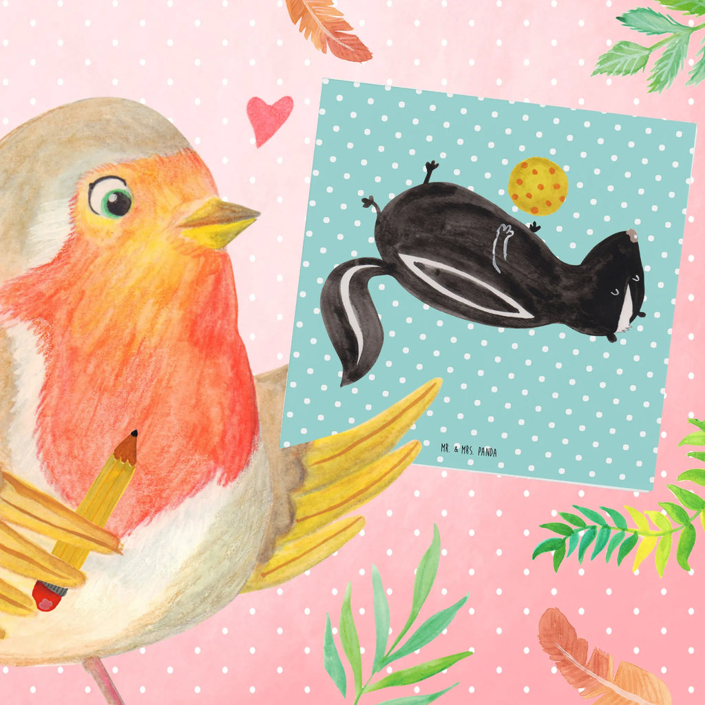 Deluxe Karte Stinktier Ball Glückwunschkarte, Klappkarte, Grußkarte, faltkarte, anlasskarte, doppelkarte, Stinktier, Skunk, Weisheit, Stinker, Wildtier, Stinki, Verspielt, Raubtier