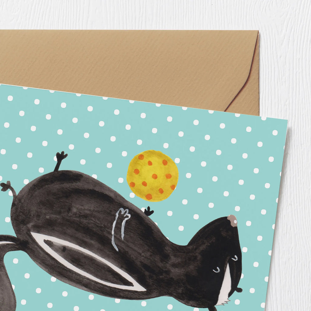 Deluxe Karte Stinktier Ball Glückwunschkarte, Klappkarte, Grußkarte, faltkarte, anlasskarte, doppelkarte, Stinktier, Skunk, Weisheit, Stinker, Wildtier, Stinki, Verspielt, Raubtier