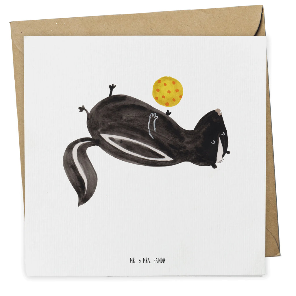 Deluxe Karte Stinktier Ball Glückwunschkarte, Klappkarte, Grußkarte, faltkarte, anlasskarte, doppelkarte, Stinktier, Skunk, Weisheit, Stinker, Wildtier, Stinki, Verspielt, Raubtier