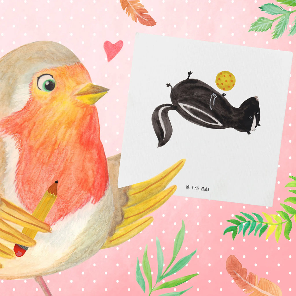 Deluxe Karte Stinktier Ball Glückwunschkarte, Klappkarte, Grußkarte, faltkarte, anlasskarte, doppelkarte, Stinktier, Skunk, Weisheit, Stinker, Wildtier, Stinki, Verspielt, Raubtier