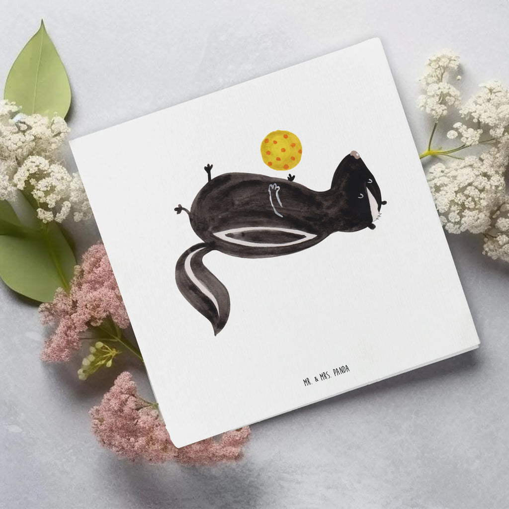 Deluxe Karte Stinktier Ball Glückwunschkarte, Klappkarte, Grußkarte, faltkarte, anlasskarte, doppelkarte, Stinktier, Skunk, Weisheit, Stinker, Wildtier, Stinki, Verspielt, Raubtier