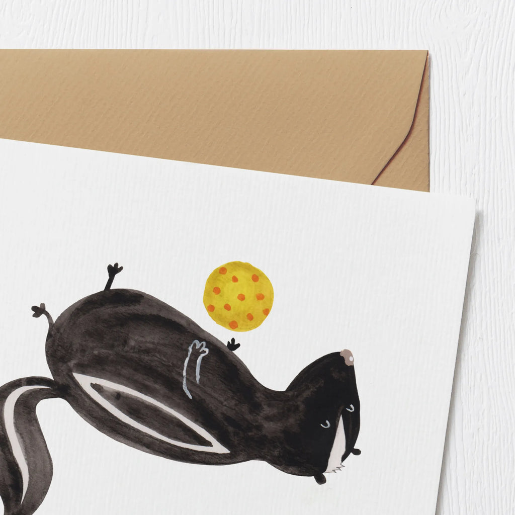 Deluxe Karte Stinktier Ball Glückwunschkarte, Klappkarte, Grußkarte, faltkarte, anlasskarte, doppelkarte, Stinktier, Skunk, Weisheit, Stinker, Wildtier, Stinki, Verspielt, Raubtier