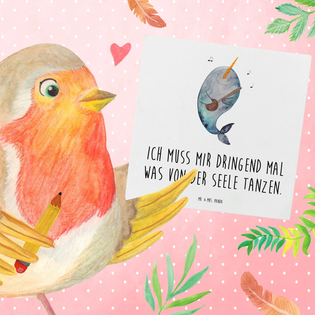 Deluxe Karte Narwal Gitarre anlasskarte, Glückwunschkarte, Klappkarte, doppelkarte, Grußkarte, faltkarte, Urlaub, Meerestiere, Meer, Wal, Tanzen, Probleme, Problemlösung, Gespräche, Narwal, Gitarre, Frust