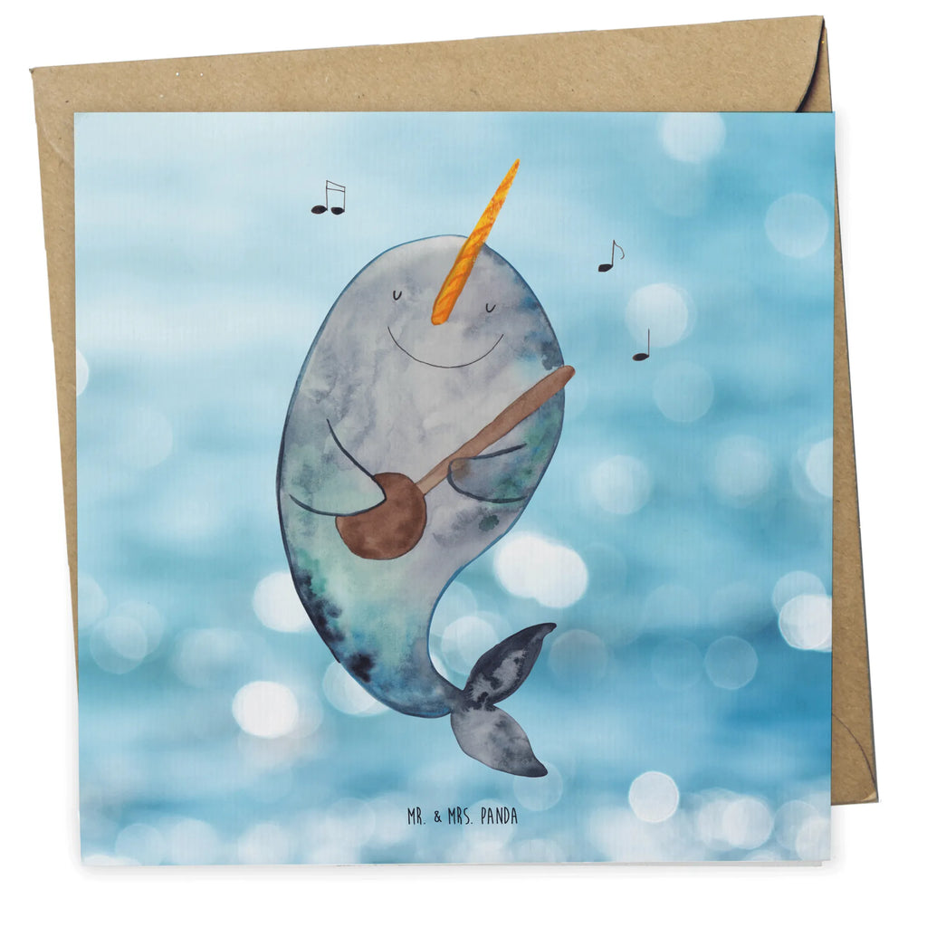 Deluxe Karte Narwal Gitarre anlasskarte, Glückwunschkarte, Klappkarte, doppelkarte, Grußkarte, faltkarte, Urlaub, Meerestiere, Meer, Wal, Tanzen, Probleme, Problemlösung, Gespräche, Narwal, Gitarre, Frust