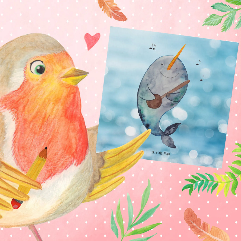 Deluxe Karte Narwal Gitarre anlasskarte, Glückwunschkarte, Klappkarte, doppelkarte, Grußkarte, faltkarte, Urlaub, Meerestiere, Meer, Wal, Tanzen, Probleme, Problemlösung, Gespräche, Narwal, Gitarre, Frust