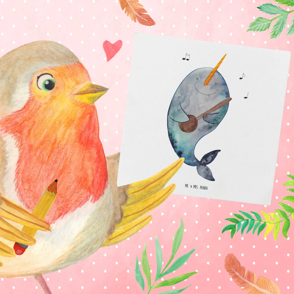 Deluxe Karte Narwal Gitarre anlasskarte, Glückwunschkarte, Klappkarte, doppelkarte, Grußkarte, faltkarte, Urlaub, Meerestiere, Meer, Wal, Tanzen, Probleme, Problemlösung, Gespräche, Narwal, Gitarre, Frust