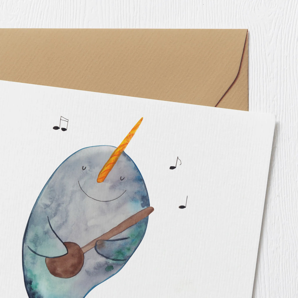 Deluxe Karte Narwal Gitarre anlasskarte, Glückwunschkarte, Klappkarte, doppelkarte, Grußkarte, faltkarte, Urlaub, Meerestiere, Meer, Wal, Tanzen, Probleme, Problemlösung, Gespräche, Narwal, Gitarre, Frust