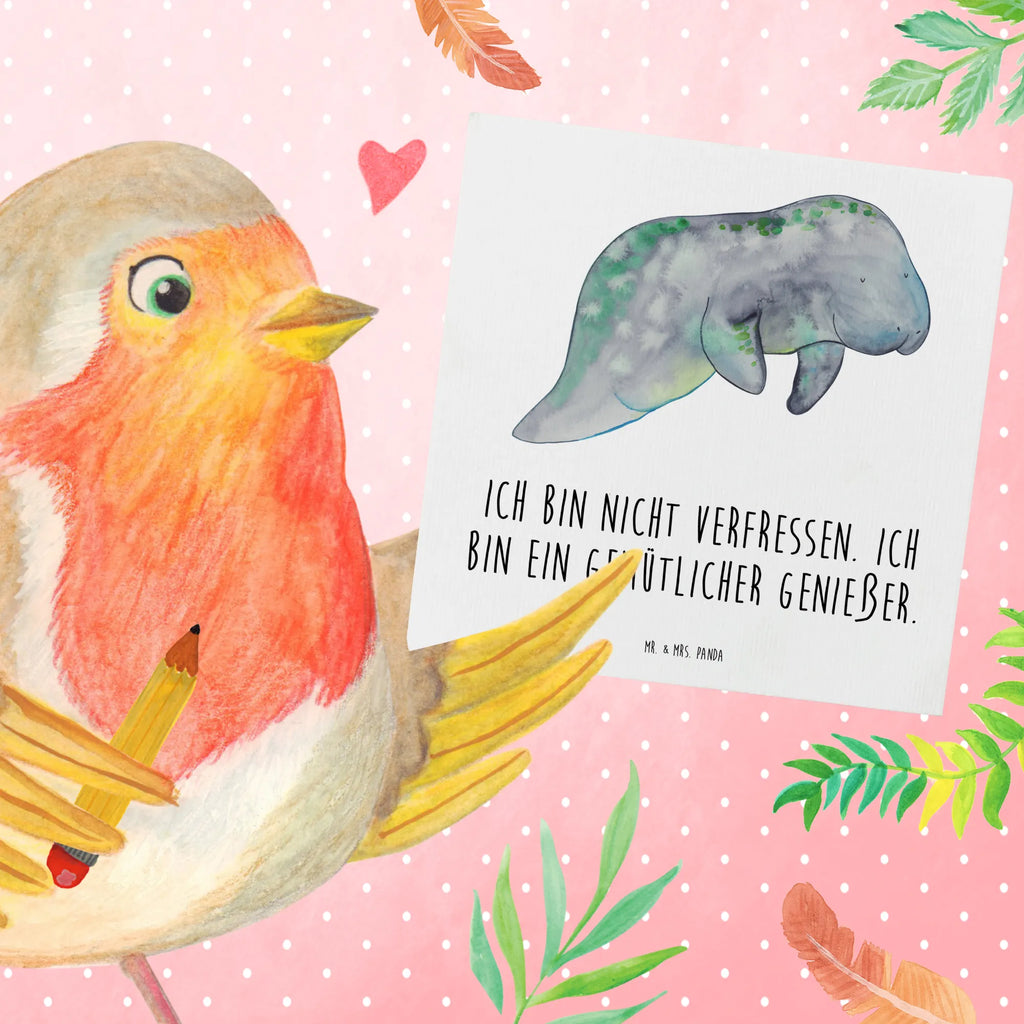 Deluxe Karte Seekuh Chillen anlasskarte, Grußkarte, doppelkarte, Klappkarte, faltkarte, Glückwunschkarte, Urlaub, Meerestiere, Meer, Diät, Seekuh, Abnehmen, Diätwahn, Zucker, Süßigkeiten, Essen, Seekühe