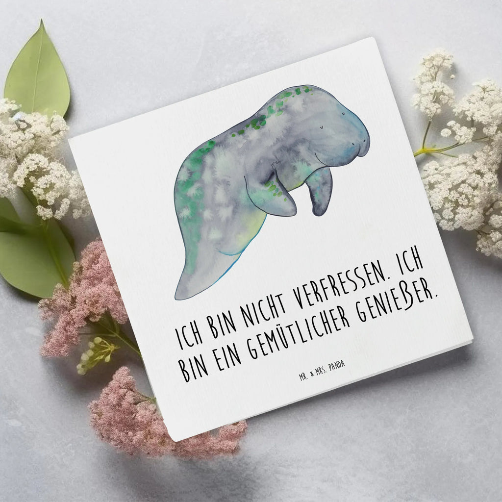 Deluxe Karte Seekuh Chillen anlasskarte, Grußkarte, doppelkarte, Klappkarte, faltkarte, Glückwunschkarte, Urlaub, Meerestiere, Meer, Diät, Seekuh, Abnehmen, Diätwahn, Zucker, Süßigkeiten, Essen, Seekühe