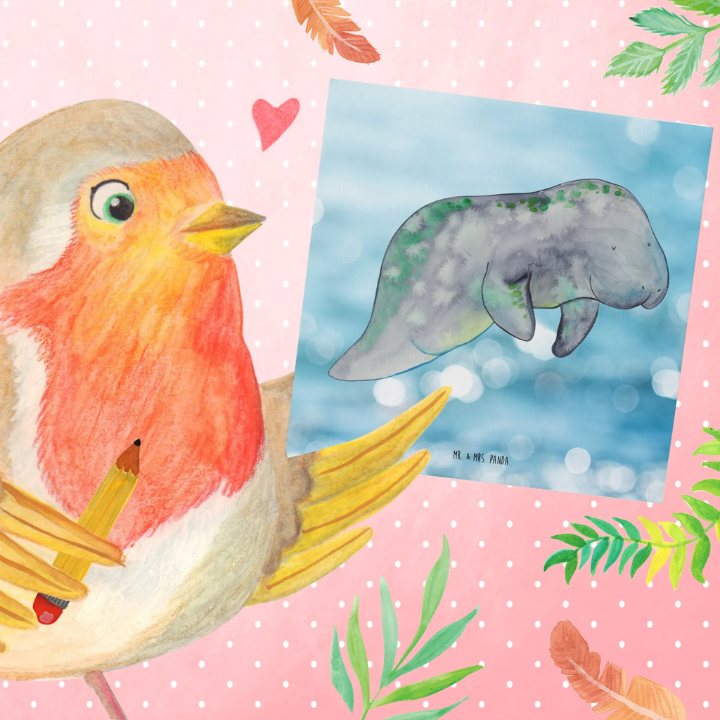 Deluxe Karte Seekuh Chillen anlasskarte, Grußkarte, doppelkarte, Klappkarte, faltkarte, Glückwunschkarte, Urlaub, Meerestiere, Meer, Diät, Seekuh, Abnehmen, Diätwahn, Zucker, Süßigkeiten, Essen, Seekühe