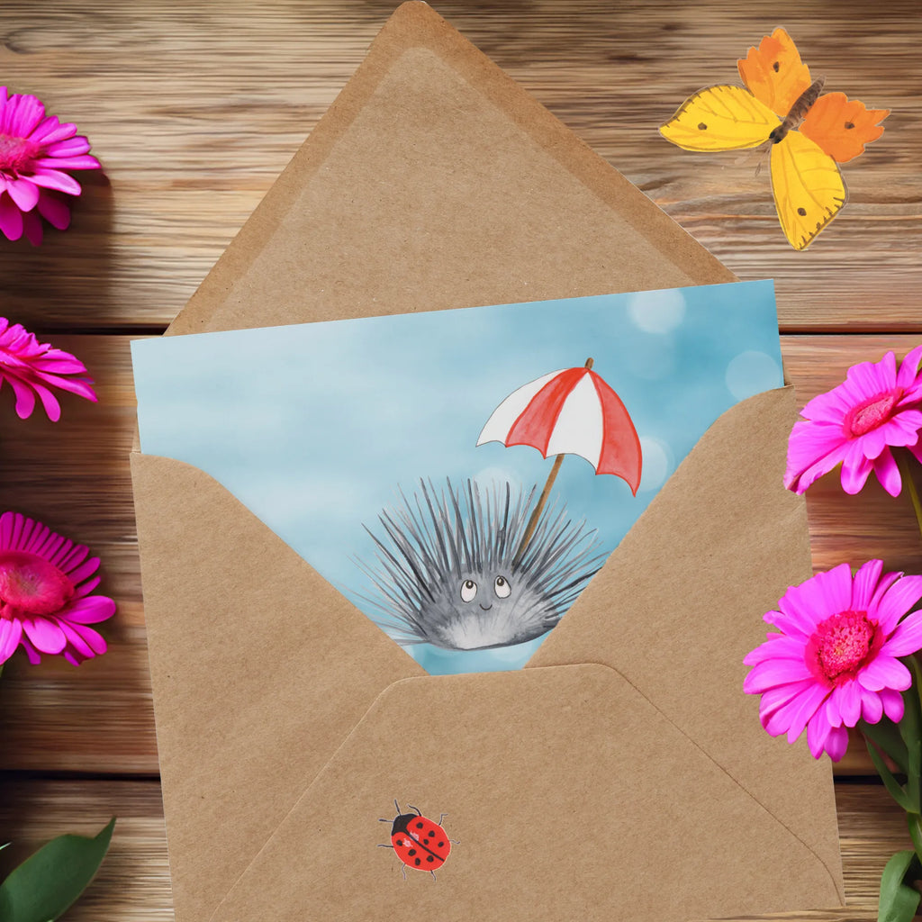 Deluxe Karte Seeigel faltkarte, Klappkarte, Grußkarte, doppelkarte, anlasskarte, Glückwunschkarte, Urlaub, Meerestiere, Meer, Leben, Seeigel, Achtsamkeit, Hier und Jetzt, Lebe, Selbstakzeptanz, Selbstliebe