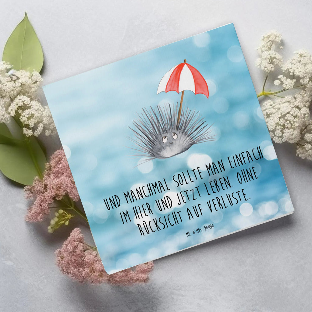 Deluxe Karte Seeigel faltkarte, Klappkarte, Grußkarte, doppelkarte, anlasskarte, Glückwunschkarte, Urlaub, Meerestiere, Meer, Leben, Seeigel, Achtsamkeit, Hier und Jetzt, Lebe, Selbstakzeptanz, Selbstliebe