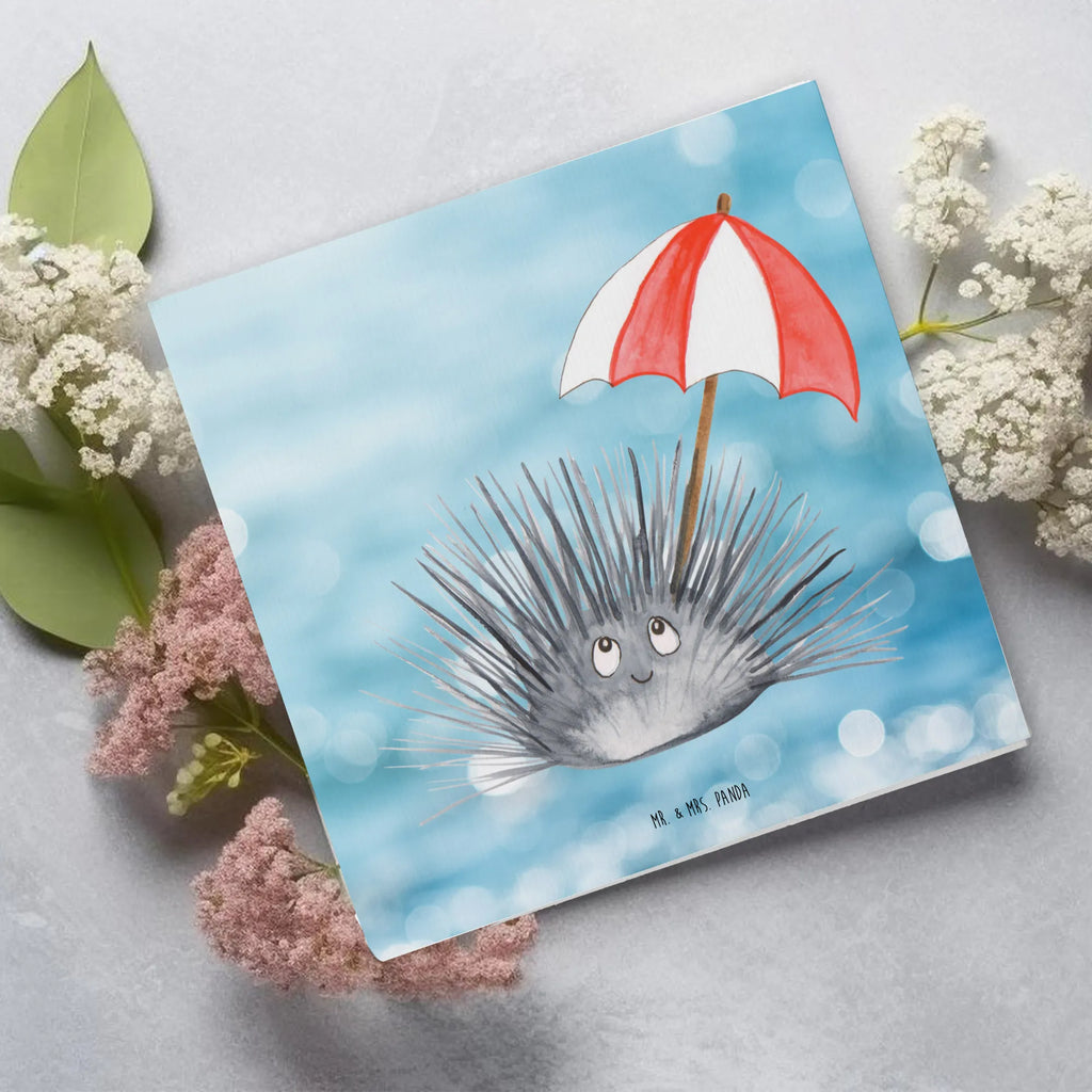 Deluxe Karte Seeigel faltkarte, Klappkarte, Grußkarte, doppelkarte, anlasskarte, Glückwunschkarte, Urlaub, Meerestiere, Meer, Leben, Seeigel, Achtsamkeit, Hier und Jetzt, Lebe, Selbstakzeptanz, Selbstliebe