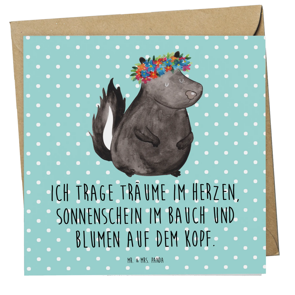 Deluxe Karte Stinktier Mädchen faltkarte, Klappkarte, anlasskarte, Glückwunschkarte, Grußkarte, doppelkarte, Stinktier, Skunk, Namaste, Wildtier, Yoga, Stinki, Raubtier, Stinker