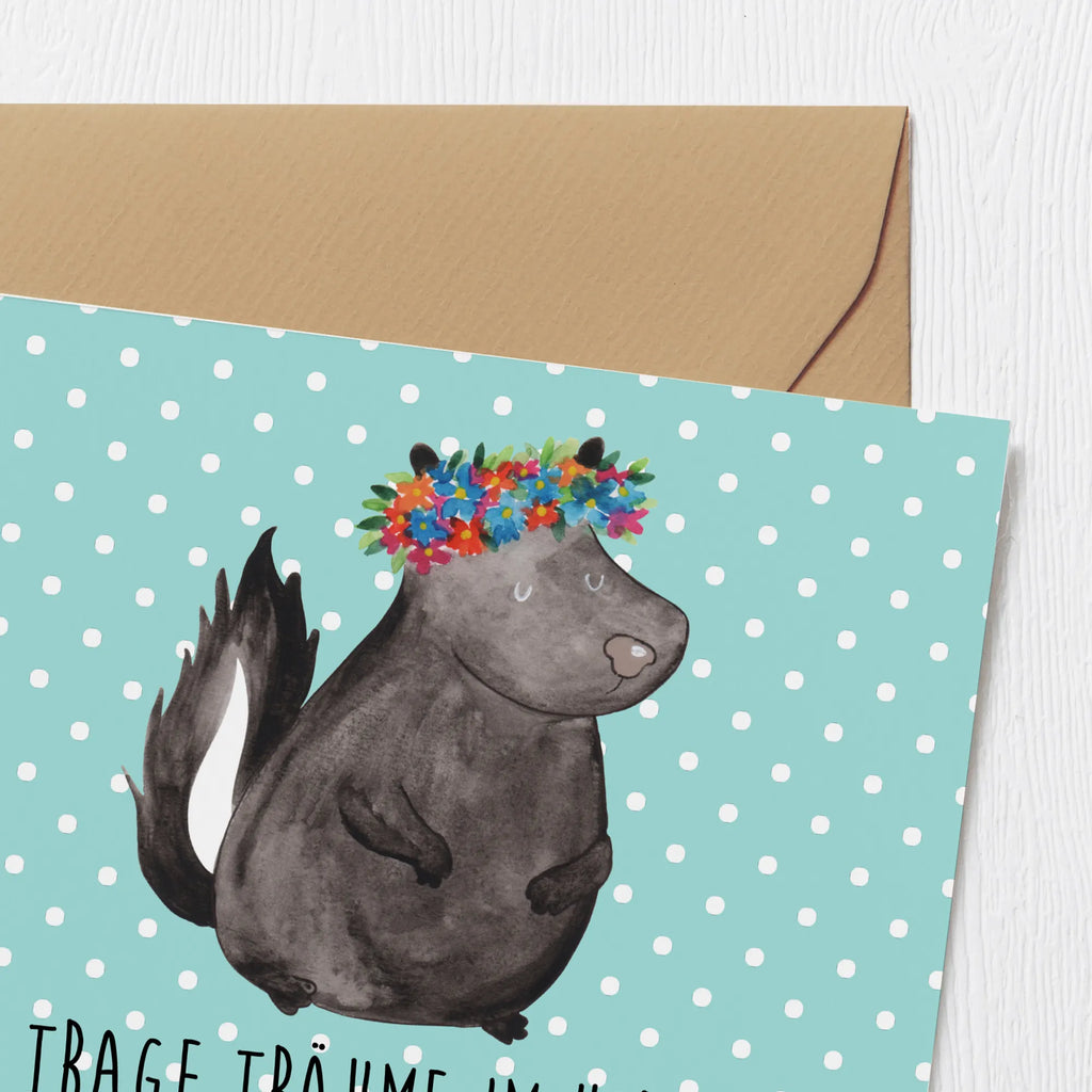 Deluxe Karte Stinktier Mädchen faltkarte, Klappkarte, anlasskarte, Glückwunschkarte, Grußkarte, doppelkarte, Stinktier, Skunk, Namaste, Wildtier, Yoga, Stinki, Raubtier, Stinker