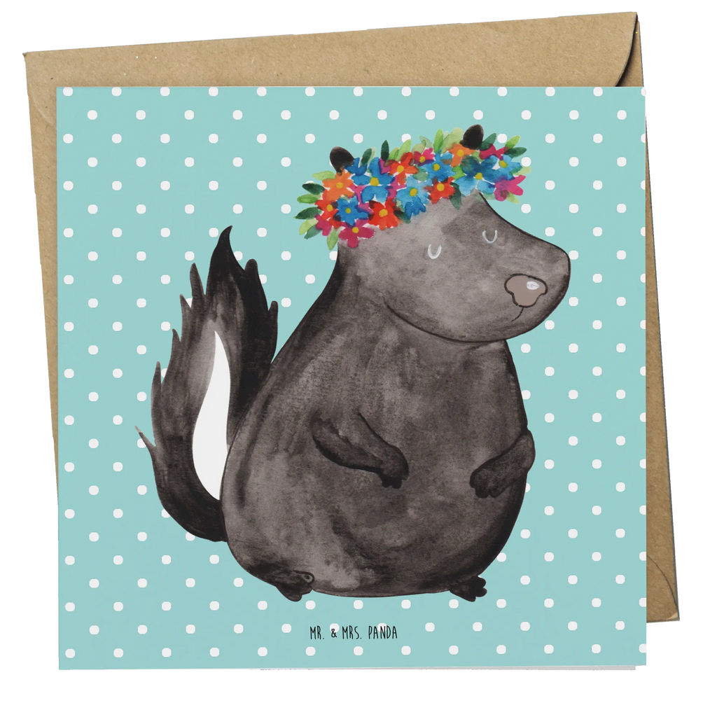 Deluxe Karte Stinktier Mädchen faltkarte, Klappkarte, anlasskarte, Glückwunschkarte, Grußkarte, doppelkarte, Stinktier, Skunk, Namaste, Wildtier, Yoga, Stinki, Raubtier, Stinker