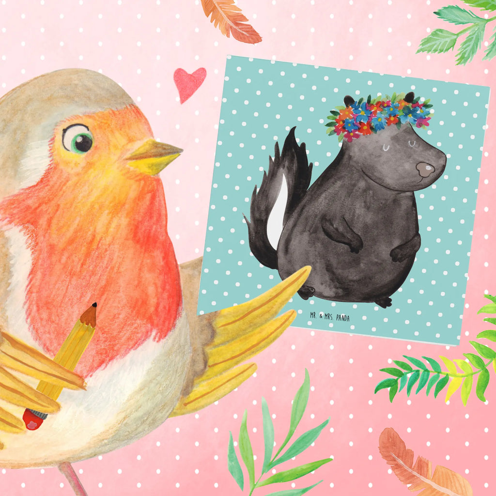 Deluxe Karte Stinktier Mädchen faltkarte, Klappkarte, anlasskarte, Glückwunschkarte, Grußkarte, doppelkarte, Stinktier, Skunk, Namaste, Wildtier, Yoga, Stinki, Raubtier, Stinker